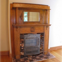 The Dragonfly House living room fireplace