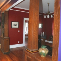 The Maple Leaf House living room oak columns