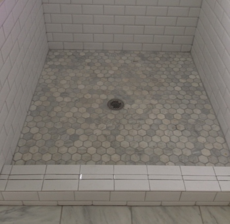 Honed Hex Tiled Shower Floor